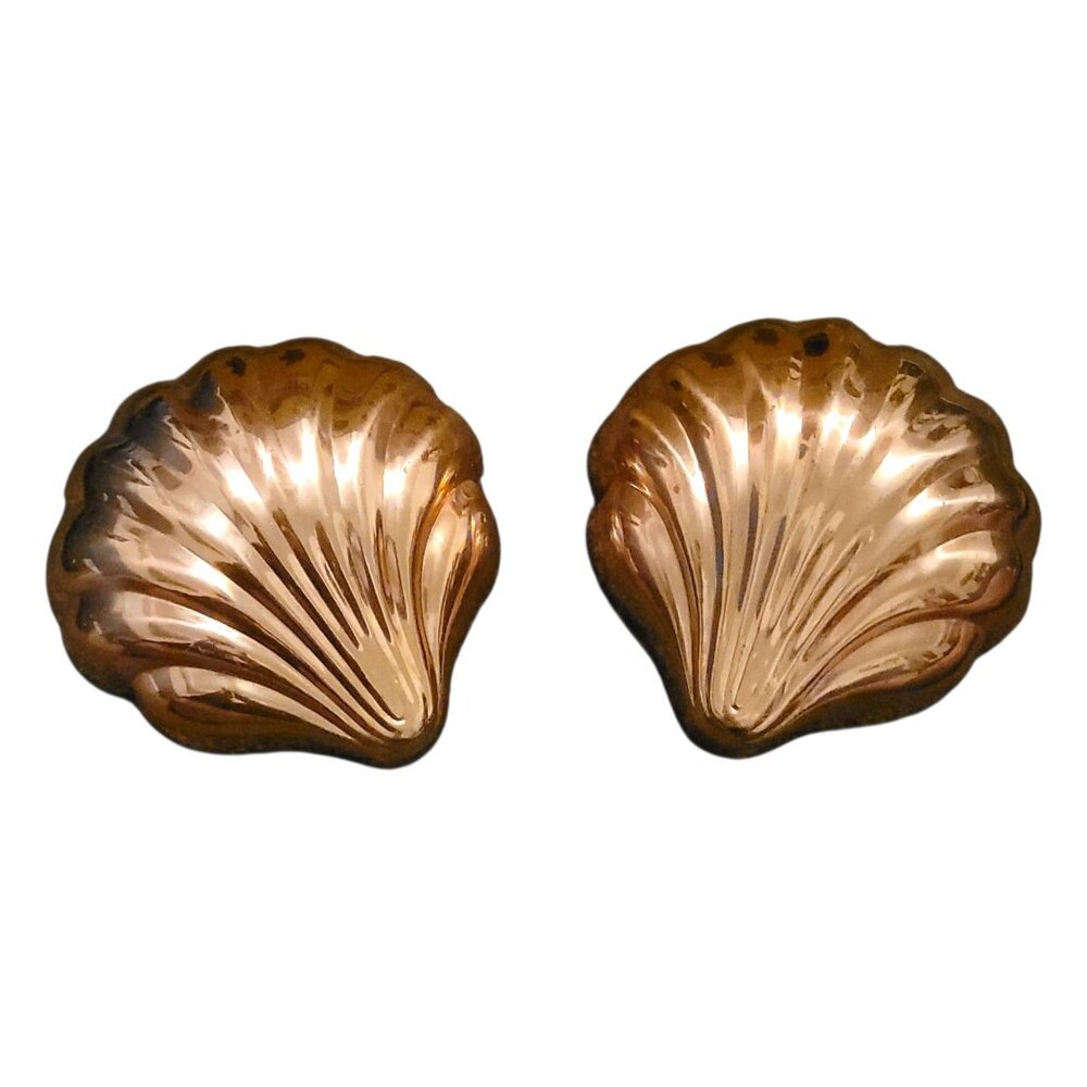 Two Benjamin & Medwin Vintage Molds Copper Tin Clam Shell Wall Hanging 6"